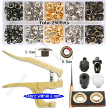 5/8mm Brass Eyelets with Multifunctional Pliers Kit Leather Grommet Round Eye Rings for Shoes Bag Belt Scrapbooking