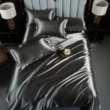 A/B Double-Sided Color Bedding Set Silky Satin Duvet Cover Bed Sheet Pillowcase Luxury Bedsheet King Queen Double Twin Size