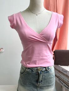 Mint Green V-neck Sleeveless T-shirts Women Summer Simple Fairy Style Slim Cotton Crop Tops Vintage Sweet Preppy Style Vests Y2K