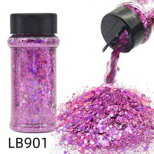 Silver Holographic - Craft Nail Glitter - 2oz Glitter Mix Chunky Glitter Bulk Colors in Shaker, Nail Glitter Decoration