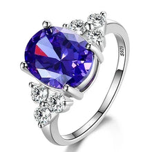 925 Sterling Silver Zircon Rings With White Pink Light Blue Champagne Zircon Oval Stone  Fashion Jewelry  Party Gifts For Women