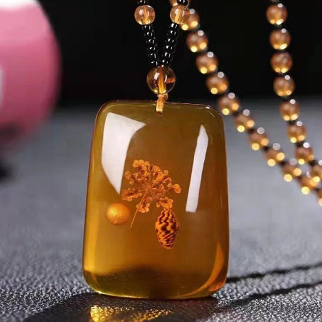 Unisex Necklace Amber Jade Pendant Beeswax Necklace Yellow Yellow Jade Pendant For Woman Birthday Special Occasion