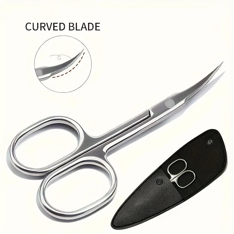 Beauty Cuticle Scissors Precise Stainless Steel Tool for Nail Care And Facial Grooming Equipped with Protective Storage Cover
