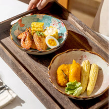 7.4inch Ceramic Dinner Plates Japanese Retro Deep Round Plate Dinner Plates Pasta Plate Kitchen Tableware Microwave Oven Bakware