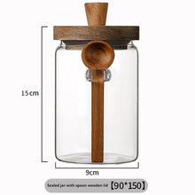 Kitchen Glass Jars with Wooden Lids and Scoop, Airtight Food Storage Containers for Sugar Coffee Bean Candy Spice Bath Salt