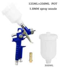 0.8mm/1.0mm Nozzle H-2000 Professional HVLP Mini Paint Spray Gun Airbrush +250ML Plastic Pot Used for Paint Spraying