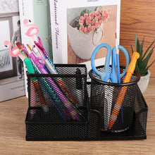 Desk Stationery Organizer Creative Metal Pen Holder Pencil File Storage Rack 3 Grid Storage Box Office Desktop Accessories