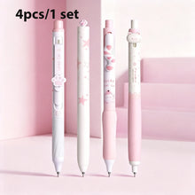4/8Pcs Kawaii Lucky Cat Gel Pen Set Cute 3D Cat Paw Tail Decor Retractable Twist Pen 0.5mm Black Ink Student Writing Stationery