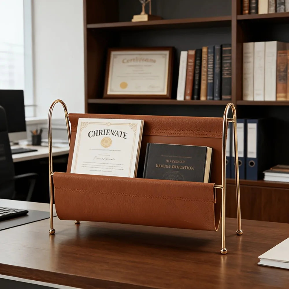 Home Office Desktop Storage Holder Organizer Home Modern Gold Metal Frame Desktop Organizer for Small Accessories Home Storage
