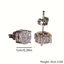 Gold Silver Color Round Ear Studs for Women Men Fashion FourClaw Shiny Rhinestone Stud Earrings
