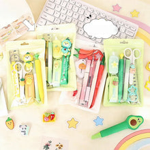 New Product Set: Creative Series of Cute Stationery Sets with Vegetables and Fruits, Including Gel Pens, Rulers, Eraser Keychains, Utility Knives, Cutting Scissors, High-Quality Study Supplies, Student Reward Gifts, DIY Journ