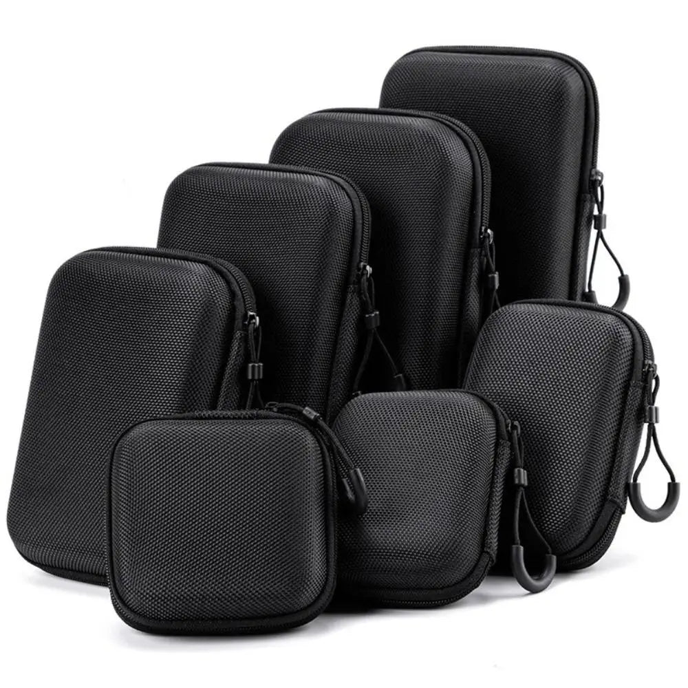 New Hard Shell EVA Storage Box Mini Portable Pouch Carrying Bag Black Zipper Earphone Case Digital Accessories