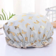 Waterproof Shower Cap Hot Stamping Printed Polyester Cotton Bath Cap Double Layer for Women Shower Bath Washing Hair