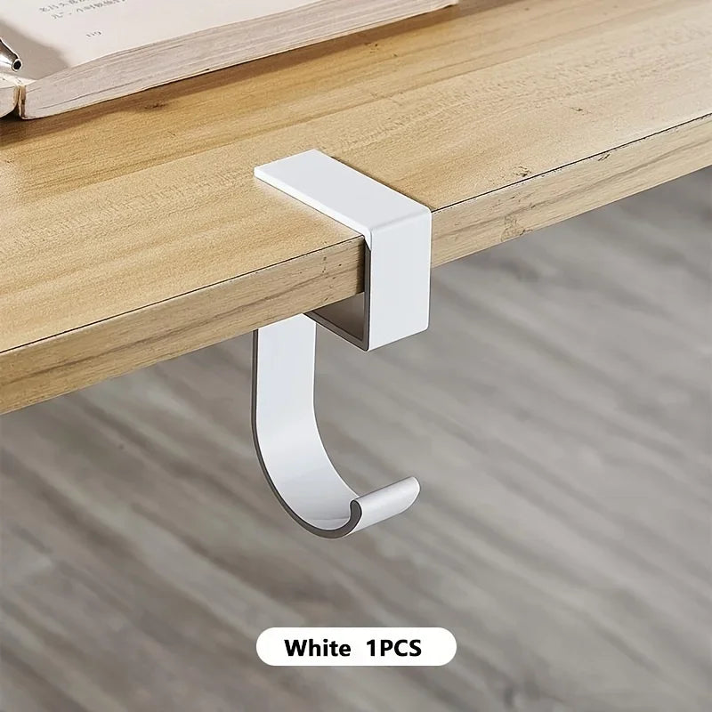 Aluminum Desk Hook Organizer Anti-Slip Design Sleek Black White for Office Student Desk Organization Bag Storage Utility Hooks