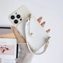 Wrist Strap Case For iPhone 16 14 13 Pro Max 12 Mini 11 Pro X XS Max 7 8 15 Plus Shockproof Wallet Card Silicone Handbag Cover
