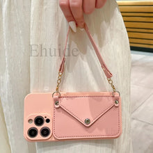 Wrist Strap Case For iPhone 16 14 13 Pro Max 12 Mini 11 Pro X XS Max 7 8 15 Plus Shockproof Wallet Card Silicone Handbag Cover