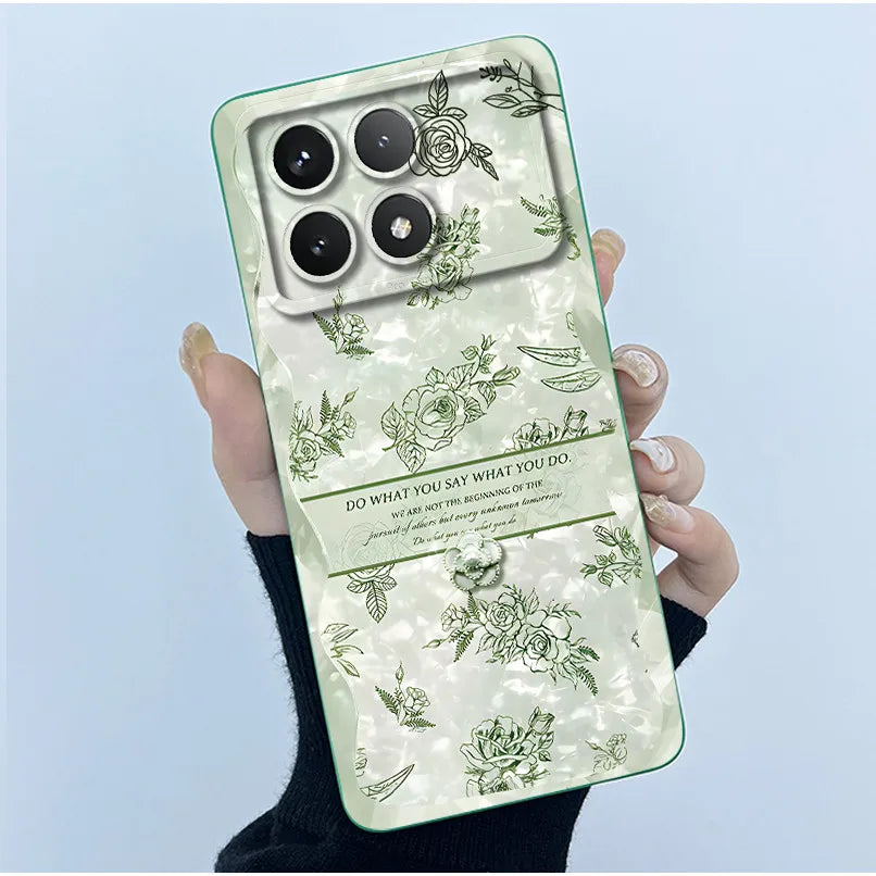 For Xiaomi Poco X6 Pro 5G Case Poco X6Pro Back Cover Fashion Simplicity Floral Soft Liquid Silicone Shell For PocoX6 Pro Fundas