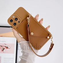 Wrist Strap Case For iPhone 16 14 13 Pro Max 12 Mini 11 Pro X XS Max 7 8 15 Plus Shockproof Wallet Card Silicone Handbag Cover