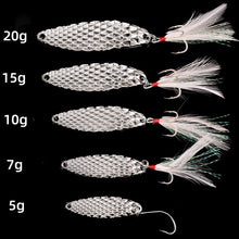 1pcs Fishing Lures Metal Spinner Spoon Artificial Hard Bait Sequin 5g-20g with Feather Treble Single Hook Trout Pike Bass