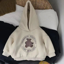 2026 Cute Bear Plush Kids Sweatshirts Hoodies  Korean Winter Kids Wear Thick Plush Sweater Toddler Chdlren Clothes Outer Wear
