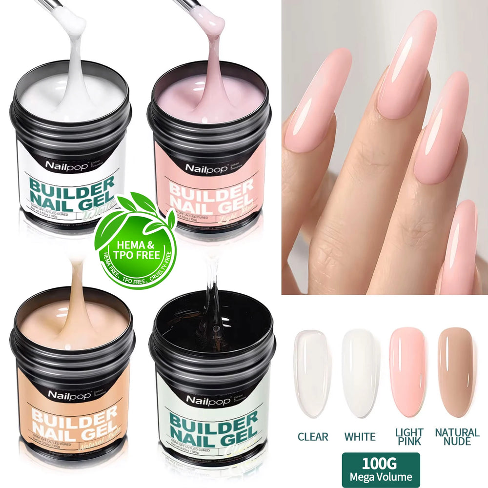 Nailpop 30/100g Builder Nail Gel Milky Smooth Large Capacity Nail Extension Acrylic UV/LED Gel Suitable DIY Nail Art Salon DIY