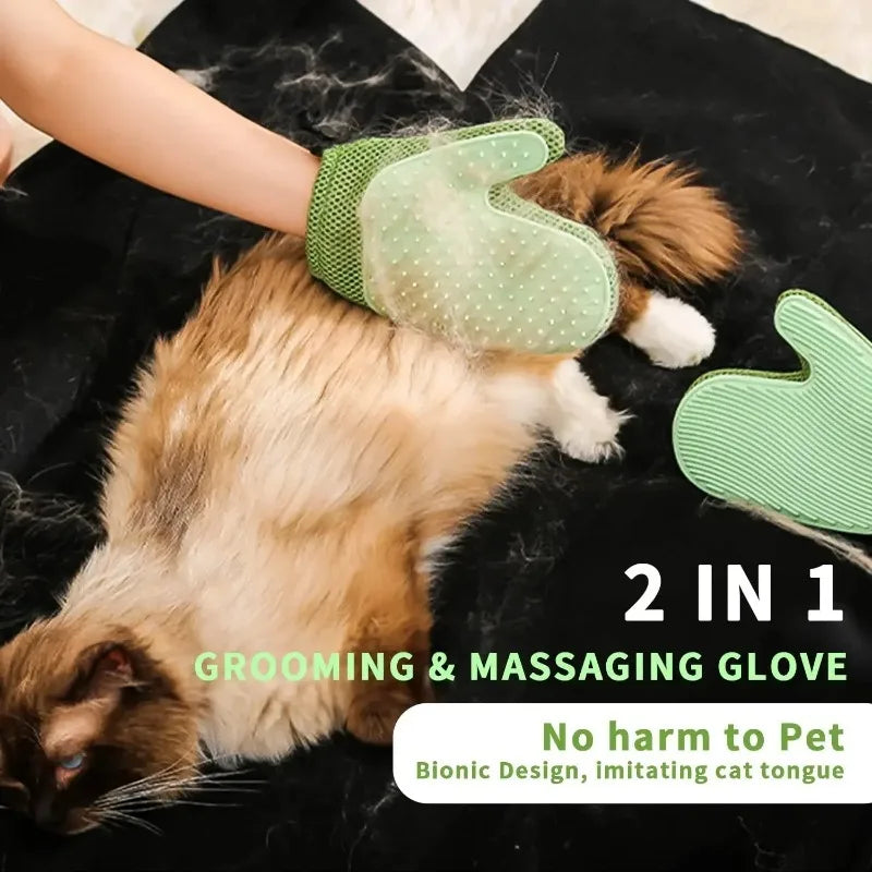 Efficient Double Sided Pet Grooming Glove Cat Dog Hair Remover Massage Brush