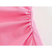 YENKYE New Fashion Women Pink Ruched Strapless Dress Sleeveless Back Zipper Female Party Mini Sexy Vestidos