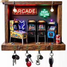 2D Flat, 1pc, Retro Arcade Style Key Hook Wooden Multifunctional Home Key Rack with Four Metal Hooks, Wall Decoration, Porch