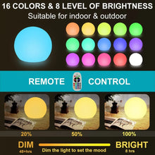 Rechargeable LED Glowing Ball Light for Kid Adult, Outdoor Globe Night Light with Remote, Great for Yard Garden Decor