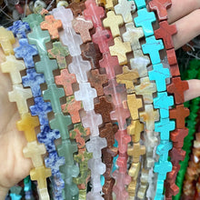 Natural Stone Cross Shape Agate Jade Quartz Turquoise Spacer Beads For Jewelry Making DIY Bracelet Necklace Earring 12X16MM 