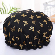 Waterproof Shower Cap Hot Stamping Printed Polyester Cotton Bath Cap Double Layer for Women Shower Bath Washing Hair