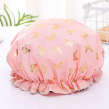 Waterproof Shower Cap Hot Stamping Printed Polyester Cotton Bath Cap Double Layer for Women Shower Bath Washing Hair