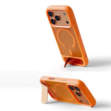 Luxury Alloy Bracket for MagSafe Phone Case for IPhone 17 Pro Max 15 14 16 Pro Magnetic Wireless Charging Shockproof Pc Cover