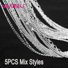 5PCS Solid 925 Sterling Silver Stamp Jewelry Chains Necklace with Lobster Clasps fit Men Women Pendant 18 Designs 16-30 Inch