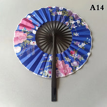 1 Piece Chinese Flower Pattern Round Bamboo Handheld Fan With Tasse Portable Folding Fan Wedding Dance Fan Home Party Decor