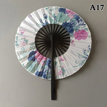 1 Piece Chinese Flower Pattern Round Bamboo Handheld Fan With Tasse Portable Folding Fan Wedding Dance Fan Home Party Decor