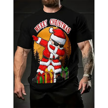 Funny Christmas Party Pattern T Shirt For Men Santa Claus 3D Printed Tees Summer Casual Short Sleeve Loose T-Shirts O-Neck Tops