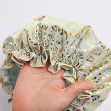 Waterproof Shower Cap Hot Stamping Printed Polyester Cotton Bath Cap Double Layer for Women Shower Bath Washing Hair