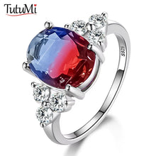 925 Sterling Silver Zircon Rings With White Pink Light Blue Champagne Zircon Oval Stone  Fashion Jewelry  Party Gifts For Women
