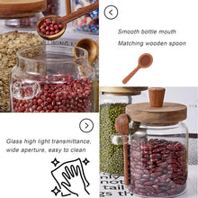 Kitchen Glass Jars with Wooden Lids and Scoop, Airtight Food Storage Containers for Sugar Coffee Bean Candy Spice Bath Salt