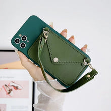 Wrist Strap Case For iPhone 16 14 13 Pro Max 12 Mini 11 Pro X XS Max 7 8 15 Plus Shockproof Wallet Card Silicone Handbag Cover