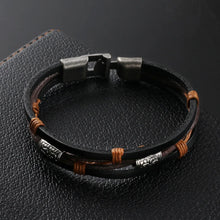 Bracelet Men's Genuine Cowhide Hemp Rope Stainless Steel Alloy Bracelet Fashionable Vintage Bracelet Factory Direct Sales