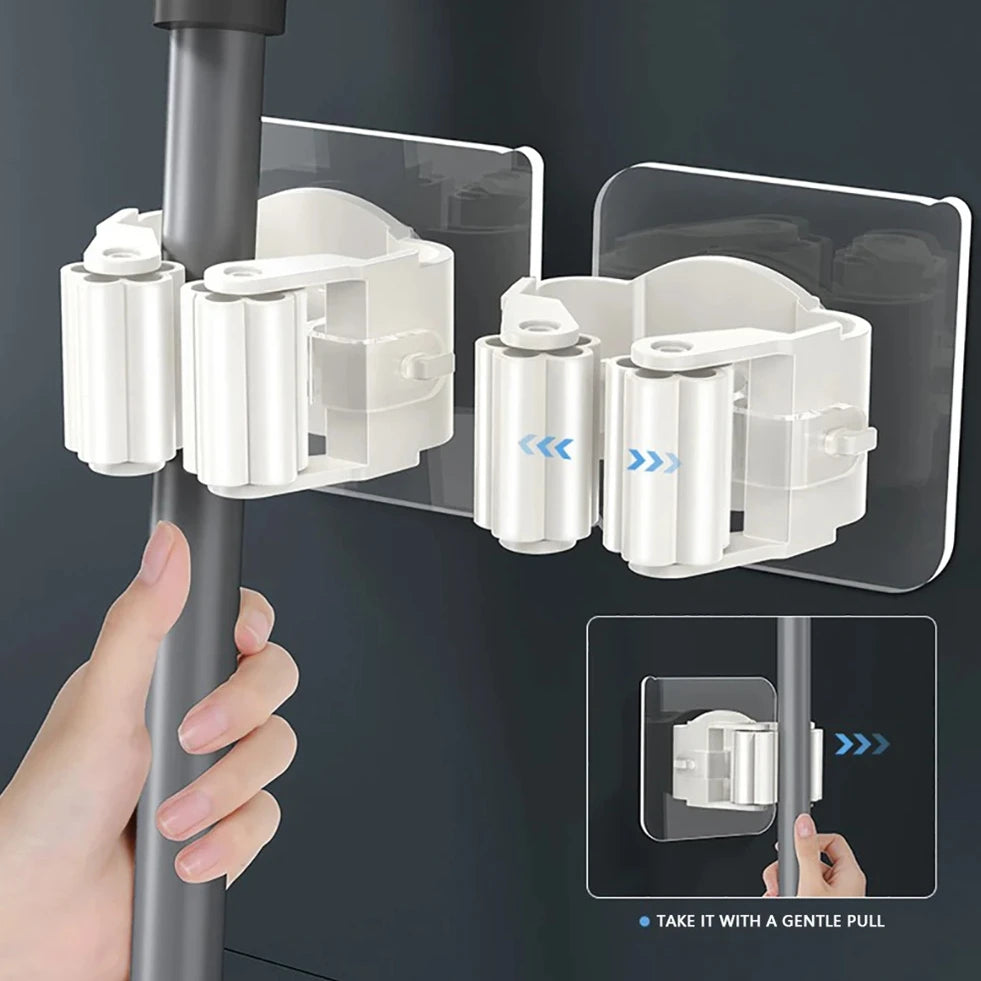 Multi-Purpose Hooks Adhesive Wall Hanging Mop Rack Broom Hanger Hook Kitchen Bathroom Organization Home Organizer Accessories