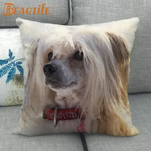 Custom Chinese Crested Dog Pillowcase 45X45cm Wedding Decorative Eco-Friendly Cotton Linen Fabric Pillow Case
