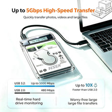 USB 3.0 2.5" HDD/SSD Enclosure Transparent SATA Hard Drive Case with Smart Display Real-Time Hard Disk Health Monitoring