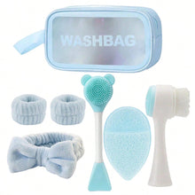 7-piece Home Skincare Set: Facial Cleansing Brush, Mask Sponge, Hair Band, Storage Bag, Multi-functional Beauty Tools