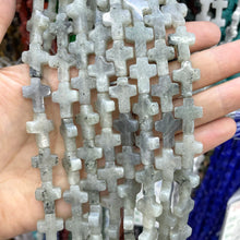 Natural Stone Cross Shape Agate Jade Quartz Turquoise Spacer Beads For Jewelry Making DIY Bracelet Necklace Earring 12X16MM 