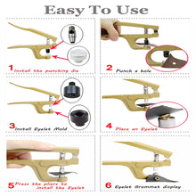 5/8mm Brass Eyelets with Multifunctional Pliers Kit Leather Grommet Round Eye Rings for Shoes Bag Belt Scrapbooking