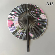 1 Piece Chinese Flower Pattern Round Bamboo Handheld Fan With Tasse Portable Folding Fan Wedding Dance Fan Home Party Decor
