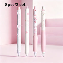 4/8Pcs Kawaii Lucky Cat Gel Pen Set Cute 3D Cat Paw Tail Decor Retractable Twist Pen 0.5mm Black Ink Student Writing Stationery